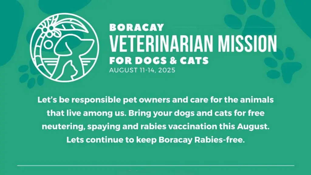 Boracay Veterinarian Mission poster for free neutering, spaying and rabies vaccination